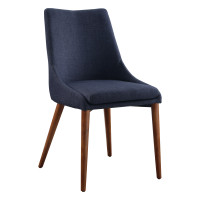 OSP Home Furnishings PAM2-M19 Palmer Mid-Century Modern Fabric Dining Accent Chair in Navy Fabric 2 Pack
